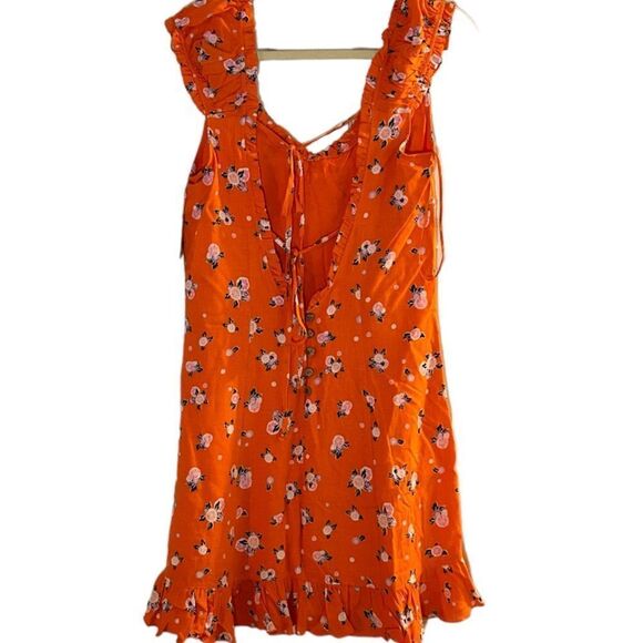 NEW Free People Like A Lady Mini Dress in Orange Floral Print Size Medium - Picture 5 of 12